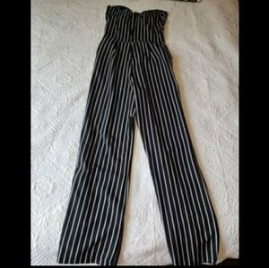 Black and white striped jumpsuit, strapless